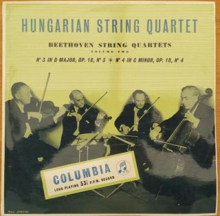 Beethoven String Quartets Hungarian String Quartet Volume 2 Columbia 33cx1172