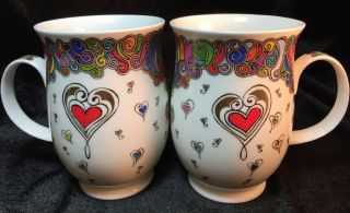 Dunoon Mugs Fine Bone China Suffolk Amour Hearts Coffee - By Caroline Dadd - 2,  Uk