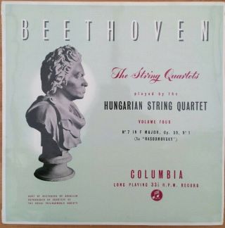 Beethoven String Quartets Hungarian String Quartet Volume 4 Columbia 33cx1203
