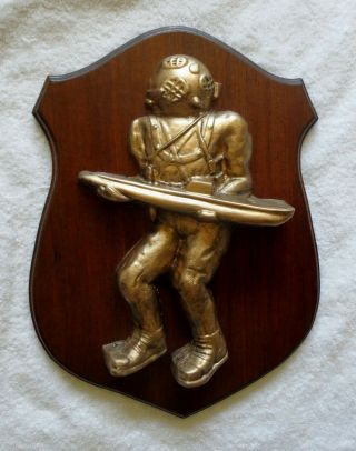 Us Navy Deep Sea Diver Cradling A Submarine Plaque Hand Made In The Usa