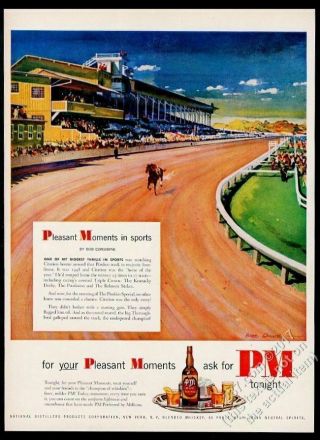 1951 Citation Horse Pimlico Race Track Racetrack Art Pm Whiskey Vintage Print Ad