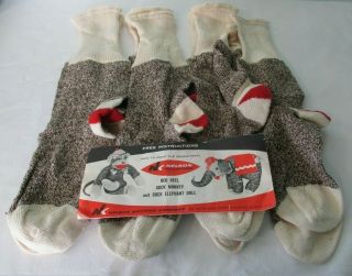 Vintage Nelson Rockford Red Heel Sock Monkey Elephant Socks 4 Pair Instructions