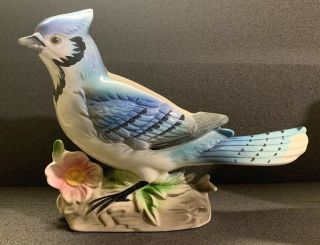 Blue Jay Bird Planter 4667 Figural Large Vintage 9 1/2 Inches