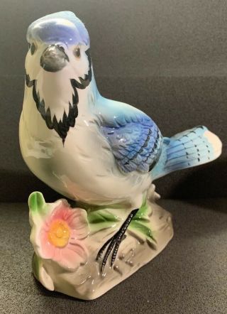 BLUE JAY BIRD PLANTER 4667 Figural Large Vintage 9 1/2 Inches 2