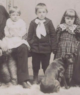 1890s Cabinet Card Photo Ft Bragg Ca Young Family & Pet Dog
