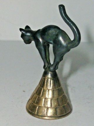An Unusual Pewter Thimble - - A Black Cat On Top Of A Gold Plated Pyramid - -
