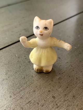 Vintage Cat Ceramic Bisque Tiny Mini 1 1/2 " Tall