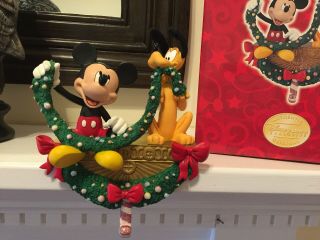 Disney Store Mickey & Pluto Stocking Holder Hanger Christmas Garland