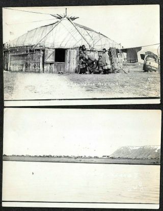 2 St.  Lawrence Island Alaska,  City,  Yupik Eskimo Dwelling 1910 Rppc Postcards Dj