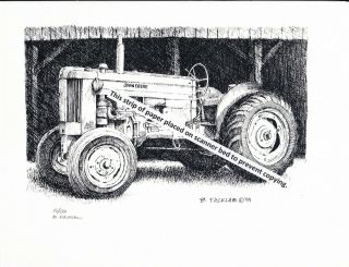 John Deere Model 40 Tractor Pen & Ink Print