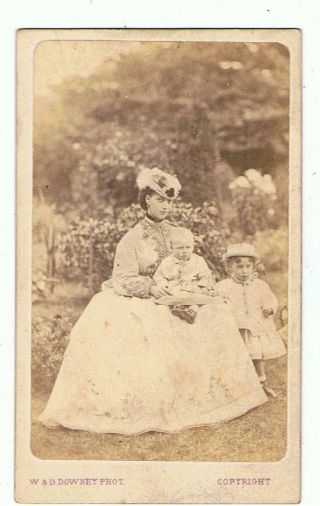 Cdv Of Princess Alexandra With Sons George & Albert By W & D Downey Newcastle