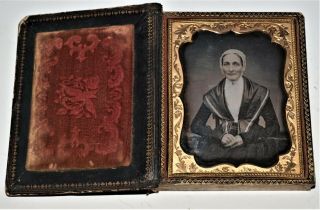 Quarter Plate Daguerreotype Photo Of Woman With Bonnet,  Shaker ?