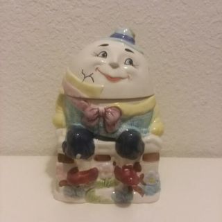 Vintage Humpty Dumpty Cookie Jar Bico China 2 Piece Set Jar With Lid