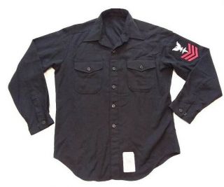 Usn Us Navy Black Shirt Patched Medical Size L/large Corpsman