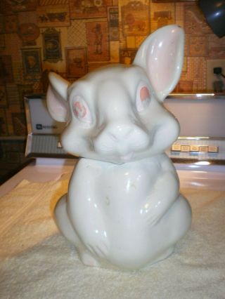 Vintage Early Mccoy Brush Pottery Usa Whte Easter Bunny Rabbit Cookie Jar Fr/shp