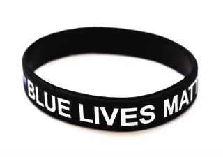 10 Blue Lives Matter Thin Blue Line Police Support Silicone Wristband Bracelet 3