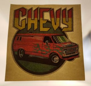 Vintage Iron On T - Shirt Heat Transfer: Chevy Fun Van - Glitter