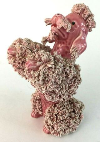 Vintage Pink Spaghetti Poodle Figurine Mid - Century Porcelain 5 3/4 "