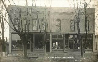 Il,  Hopedale,  Illinois,  Rppc,  Post Office Building,  Stores,  C.  U Williams No 3683