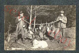 Goose Hunters W Shotguns & Dog - Circa 1915 Rppc Photo Grade 4