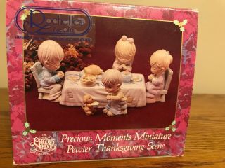 1991 Precious Moments Miniature Pewter 6 Pc Thanksgiving Scene