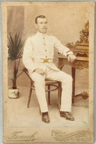 Cabinet Card Soldier Malta Cospicua Fenech Antique Victorian Photo Military