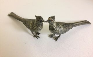 Antique C&s Co.  Silverplate Pheasant Salt & Pepper Shakers - Red Eyes