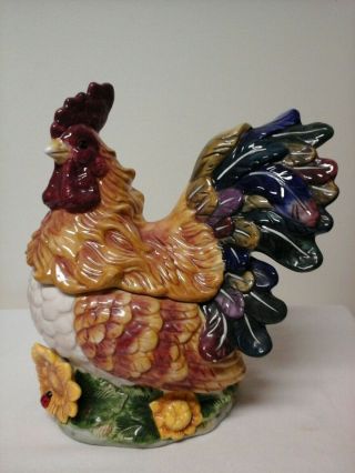 Ceramic Glazed Rooster Cookie Jar 12 " Tall × 11 " Wide