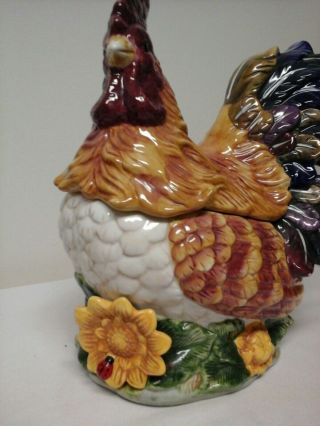 Ceramic Glazed Rooster Cookie Jar 12 