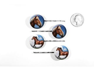 Horse Stallion Horseback Riding Animal Lover Set Of 4 Bobby Pins
