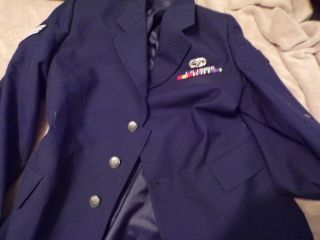 United States Air Force Mens Dress Blue Jacket With Patches And Ribbons
