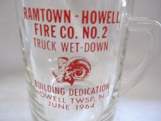 Ramtown Howell Fire Co 2 Truck Wet Down Building Howell Nj 1964 Glass Mug