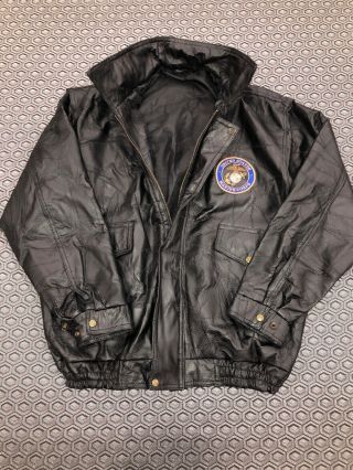 United States Marine Corps Leather Jacket Size Xxl - Black Flight Geniuine