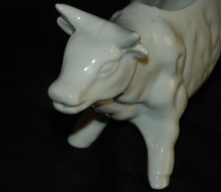 Vintage Cow Creamer Solid White Ceramic Porcelain China Large Bull 3