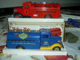 TWO BANKS BLUE SUNOCO TRUCK and PHILLIPS 66 TRUCK VINTAGE JMT Marx 3