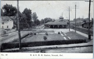 1909 Newark Delaware B&o Railroad Train Station Depot Postcard Ae