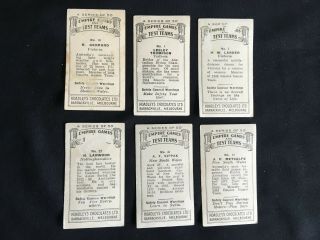 6 X Vintage Collectable Hoadley ' s Chocolate Cards - Empire Games & Test Teams 2