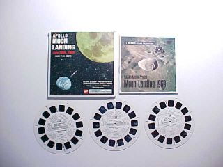 1969 Apollo Moon Landing 3 Viewmaster Color Reels Booklet & Color Envelope Vg,
