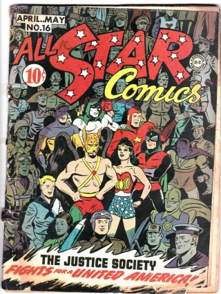 1943 All Star Comic 16 Justice Society 96726 - Br1 D4 All - American Comic