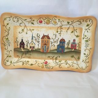 Barn Church School House Partylite Winding Lane By Susan Winget Decorative Tray