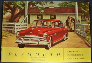 1951 Plymouth 28pg Brochure Cranbrook Cambridge Concord Wagon