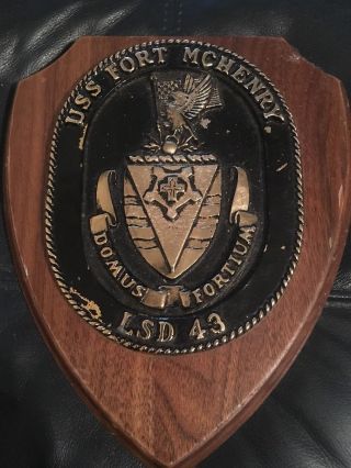 Lsd - 43 Uss Fort Mchenry Brass Medal Ship Plaque