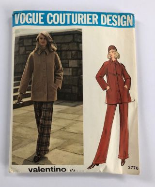 Vintage Vogue Couturier Design Valentino Coat Pants Uncut Pattern Sz 16 2776