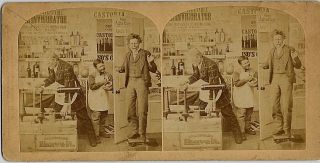 Crazy Electric Shock Machine @ Drug Store Pharmacy 1872 Weller Stereoview
