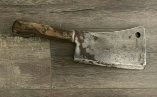Vintage Briddell 8 " Blade Solid Carbon Steel Meat Cleaver Butcher 