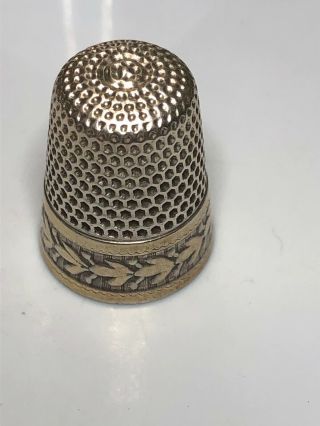 Thimble Sterling Silver With Gold Plated Band Marked With A Star Sterling