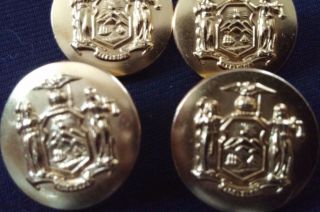 8 Vintage Gold Color Metal Ny State Seal Uniform Buttons Waterbury Co.  Conn.