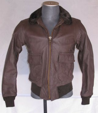 Vtg G - 1 Leather Flight Jacket Usn Size 40 Usa Made Sheepskin Us Navy