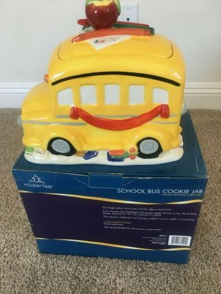 Vintage Ceramic School Bus Cookie Jar / Canister - Teacher Gift Hand Painted - E