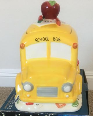 Vintage Ceramic School Bus Cookie Jar / Canister - Teacher Gift Hand Painted - E 2
